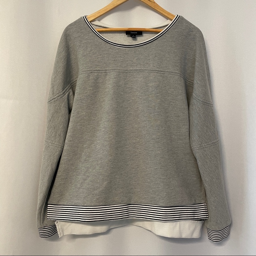 Lumiere Scoop Neck Sweatshirt with Striped Cuffs